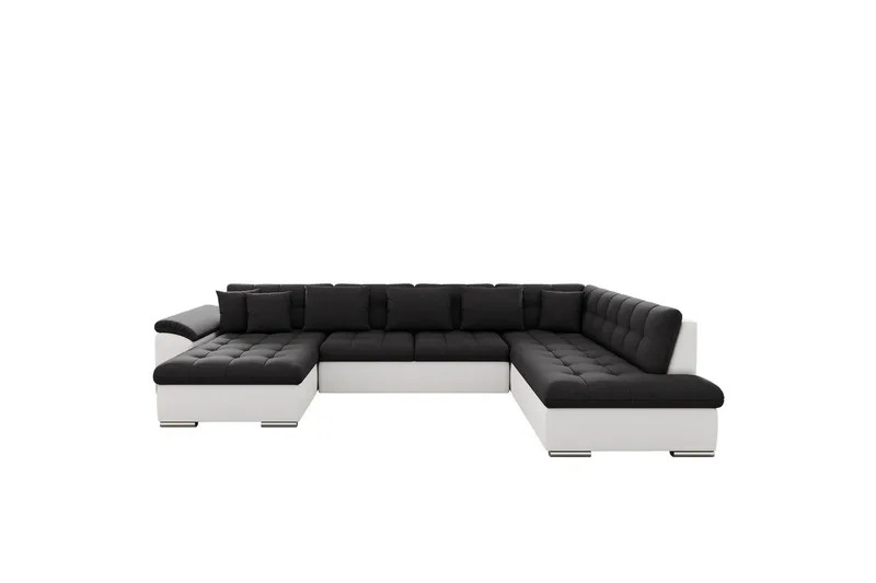 Dynir Soffa med Divan och Schäslong 4-sits, Vit/Svart