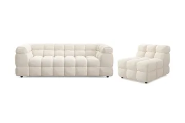 Elise Bubblig Soffgrupp 3-sits Soffa + Fåtölj - Vit - Möbler - Soffa - Soffgrupp
