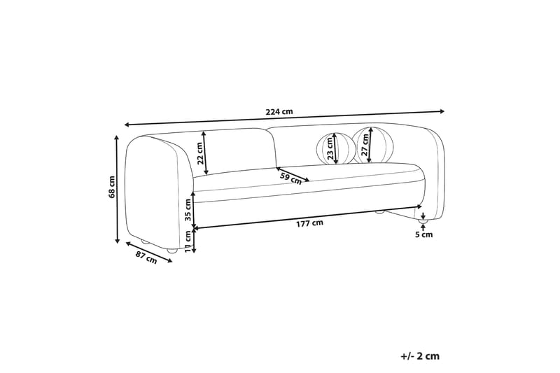 Fabion Soffa 3-sits - Taupe - Möbler - Soffa - Sammetssoffa