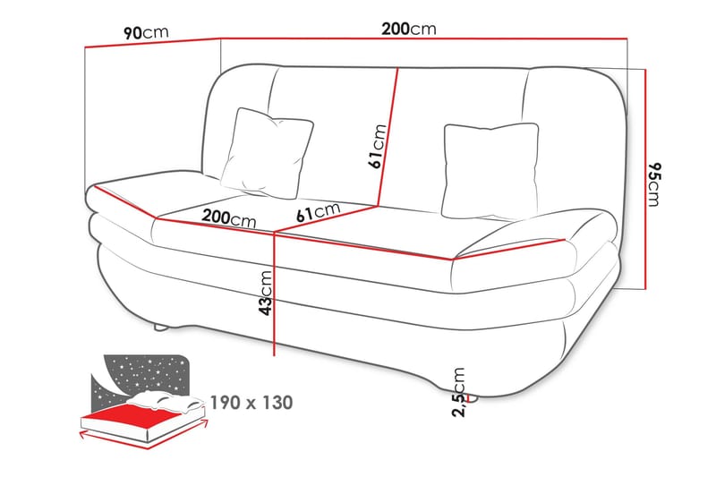 Figurelle Bäddsoffa 2-sits - Beige - Möbler - Soffa - Bäddsoffa