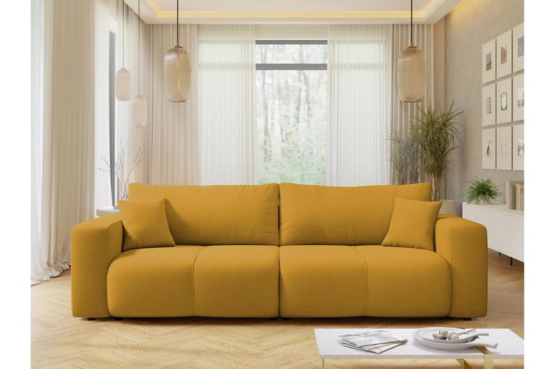 Flo 3-sits Bäddsoffa med Förvaring i Tyg - Gul - Möbler - Soffa - Bäddsoffa