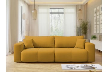 Flo Bäddsoffa 3-sits i Plysch - Gul - Möbler - Soffa - Bäddsoffa