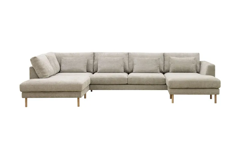Florenz 4-sits Vänstervänd U-formad Soffa med Divan och Schäslong i Chenille, Grå/Beige