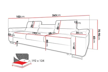 Gabina Bäddsoffa 3-sits i Konstläder - Vit/Mörkgrå - Möbler - Soffa - Bäddsoffa
