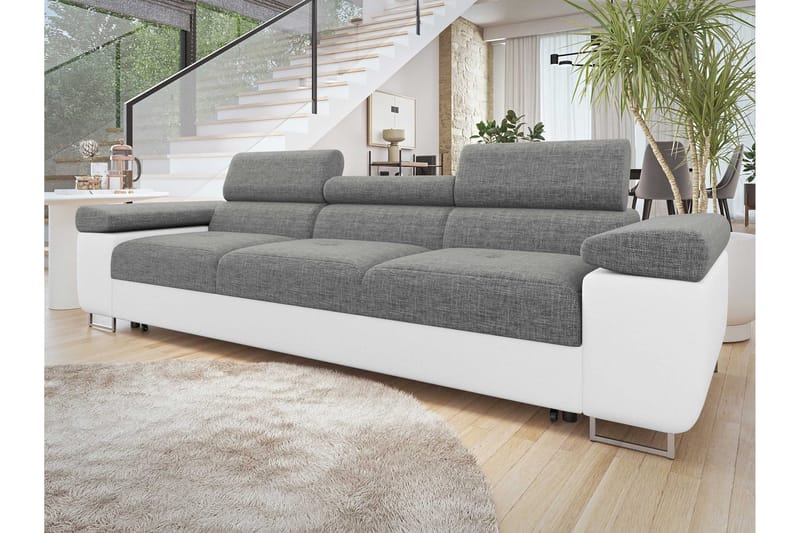 Gabina Bäddsoffa 3-sits i Konstläder - Vit/Mörkgrå - Möbler - Soffa - Bäddsoffa
