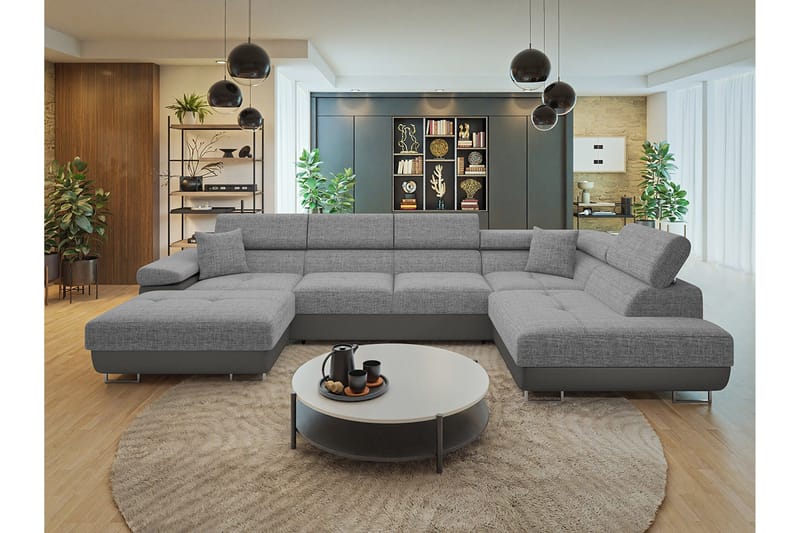 Gabina Soffa med Divan och Schäslong 4-sits - Beige/Grå - Möbler - Soffa - Skinnsoffor