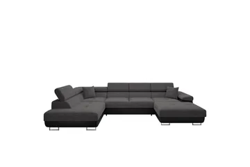 Gabina Soffa med Divan och Schäslong 4-sits - Svart/Grå - Möbler - Soffa - Skinnsoffor