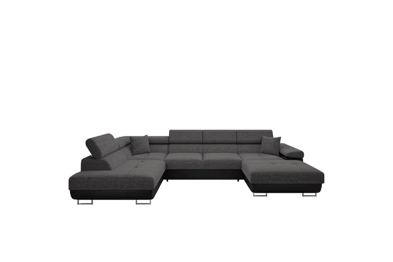 Gabina Soffa med Divan och Schäslong 4-sits - Svart/Grå - Möbler - Soffa - Skinnsoffor