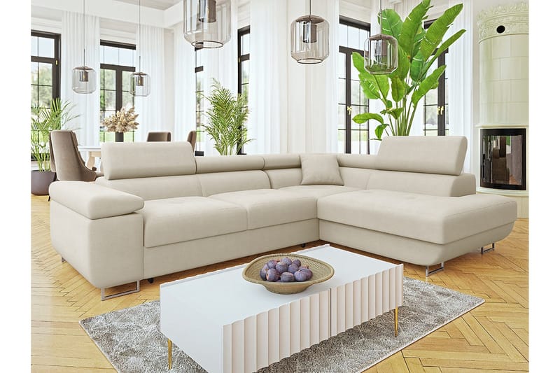Gabina Soffa med Schäslong 3-sits - Beige - Möbler - Soffa - Bäddsoffa