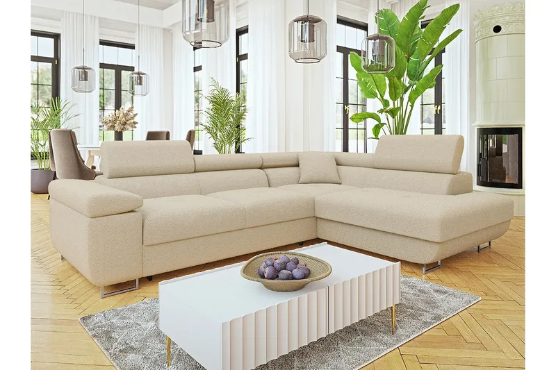 Gabina Soffa med Schäslong 3-sits - Beige - Möbler - Soffa - Bäddsoffa