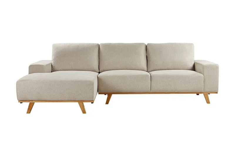 Gaines Hörnsoffa 3-sits, Beige/Ljust trä