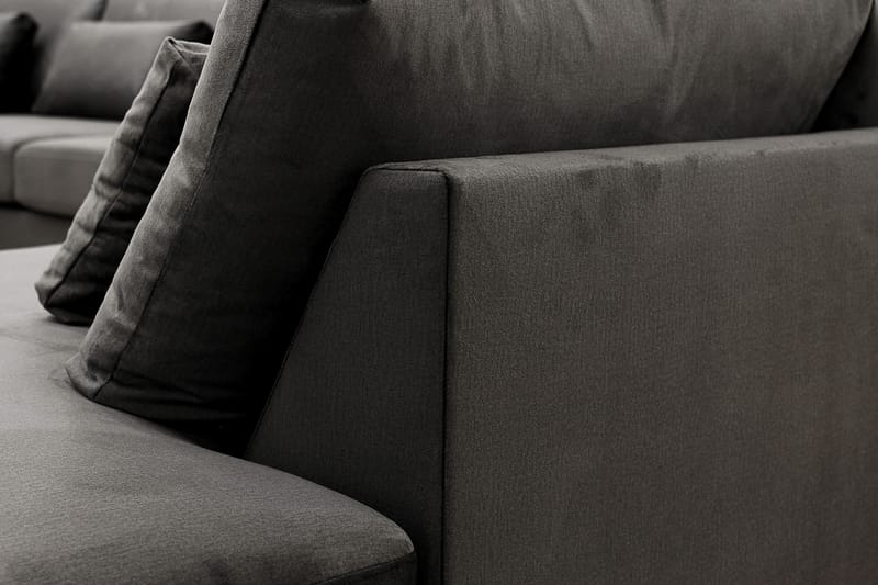 Grande 5-sits U-Soffa med Divan Vänster - Mörkgrå Sammet - Möbler - Soffa - U-soffa