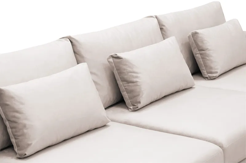 Grande 6-sits U-Soffa med Divan Höger - Beige Sammet - Möbler - Soffa - U-soffa