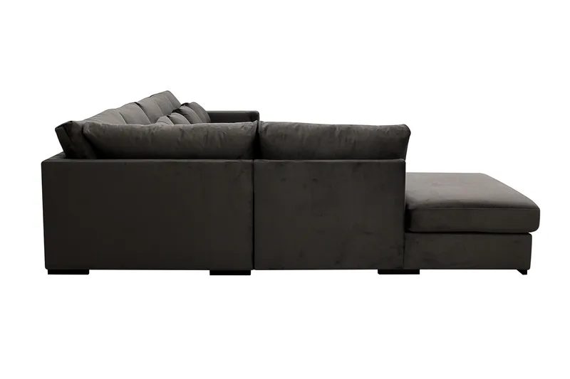 Grande 6-sits U-Soffa med Divan Höger - Mörkgrå Sammet - Möbler - Soffa - U-soffa