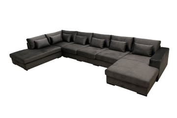 Grande 6-sits U-Soffa med Divan Höger - Mörkgrå Sammet - Möbler - Soffa - U-soffa