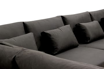 Grande 6-sits U-Soffa med Divan Höger - Mörkgrå Sammet - Möbler - Soffa - U-soffa