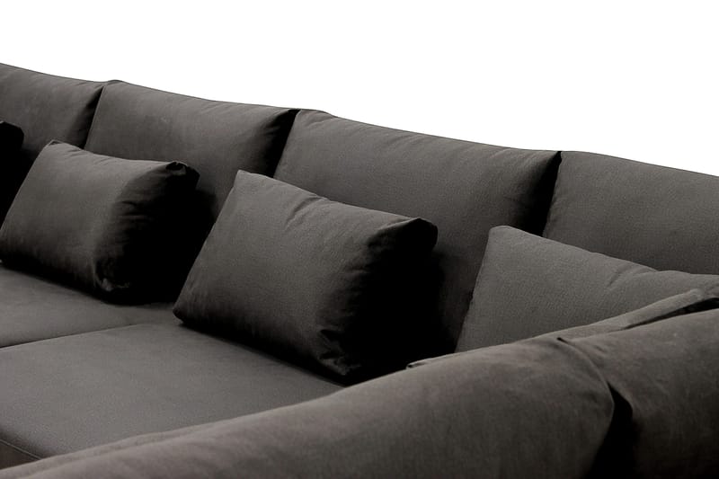 Grande 6-sits U-Soffa med Divan Vänster - Mörkgrå Sammet - Möbler - Soffa - U-soffa