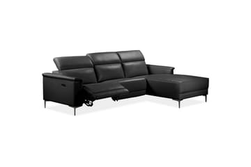 Hörnsoffa 3-sits Lund Svart, PU, Höger elektrisk vilstol - Svart, PU, Höger elektrisk vilstol - Möbler - Soffa - Skinnsoffor