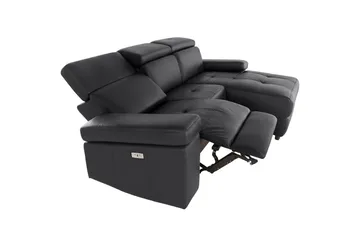 Hörnsoffa 3-sits Rayland Svart, PU, Höger elektrisk vilstol - Svart, PU, Höger elektrisk vilstol - Möbler - Soffa - Skinnsoffor
