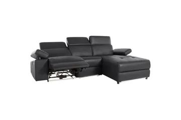 Hörnsoffa 3-sits Rayland Svart, PU, Höger elektrisk vilstol - Svart, PU, Höger elektrisk vilstol - Möbler - Soffa - Skinnsoffor