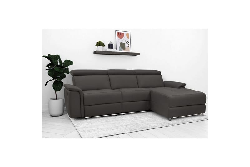 Hörnsoffa 3-sits Pareli Brun, PU, Höger elektrisk vilstol - Brun, PU, Höger elektrisk vilstol - Möbler - Soffa - Skinnsoffor