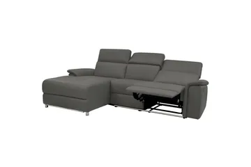 Hörnsoffa 3-sits Pareli Grå, Läder/PU, Vänster Manuell Fåtölj - Grå, Läder/PU, Vänster Manuell Fåtölj - Möbler - Soffa - Skinnsoffor