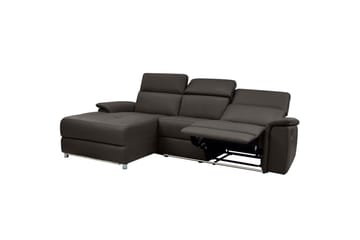 Hörnsoffa 3-sits Pareli Brun, Läder/PU, Vänster Elektrisk Fåtölj - Brun, Läder/PU, Vänster Elektrisk Fåtölj - Möbler - Soffa - Skinnsoffor