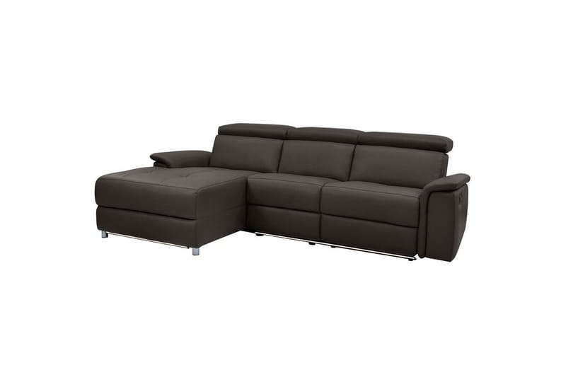 Hörnsoffa 3-sits Pareli Brun, Läder/PU, Vänster Elektrisk Fåtölj - Brun, Läder/PU, Vänster Elektrisk Fåtölj - Möbler - Soffa - Skinnsoffor