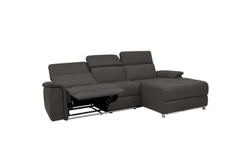 Hörnsoffa 3-sits Pareli Brun, PU, Höger elektrisk vilstol - Brun, PU, Höger elektrisk vilstol - Möbler - Soffa - Skinnsoffor
