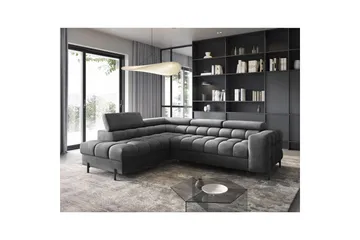 Hörnsoffa Eltap Ferucce 276x200x93 cm - Paros 06, Mörkgrå, Vänster - Möbler - Soffa - Bäddsoffa