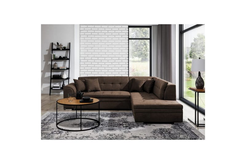 Hörnsoffa Eltap Pieretta 260x207x78 cm - Poco 22, Brun, Höger - Möbler - Soffa - Bäddsoffa