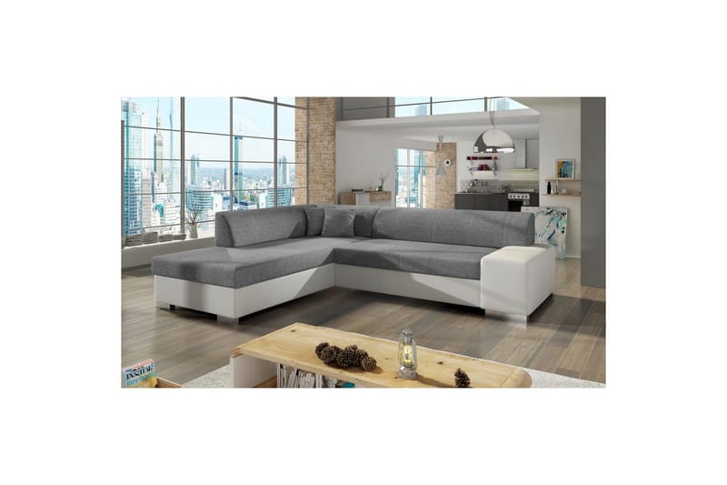 Hörnsoffa Eltap Porto 278x217x74 cm, Sawana 21, Soft 17, Grå, Vit, Vänster