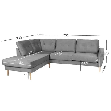 Hörnsoffa Ivarby Vänster - grå - Möbler - Soffa - Hörnsoffa