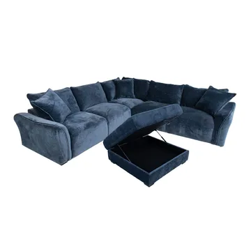Hörnsoffa/ottoman Denvi - mörkblå - Möbler - Soffa - Hörnsoffa