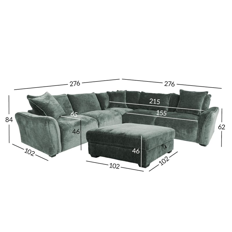 Hörnsoffa/ottoman Denvi - mintgrön - Möbler - Soffa - Hörnsoffa