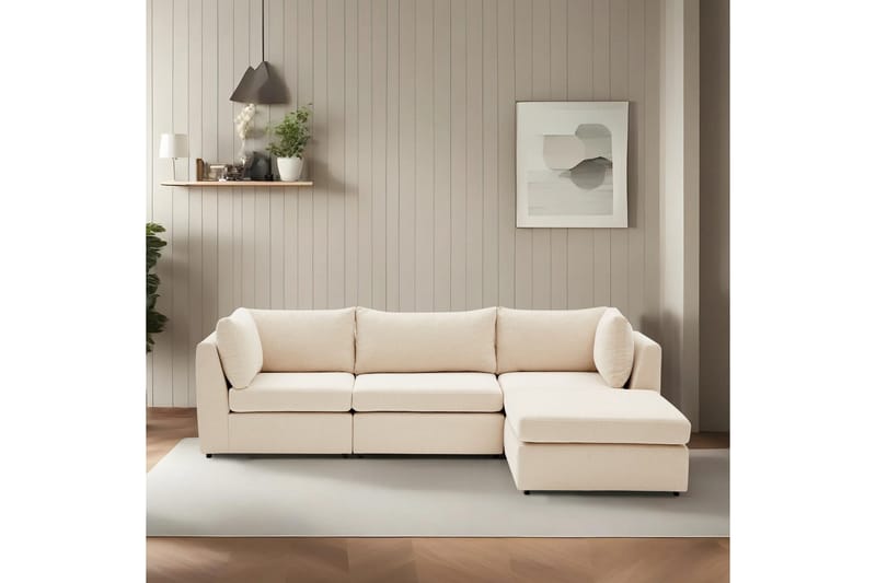 Deliones Hörnsoffa 3-sits, Beige