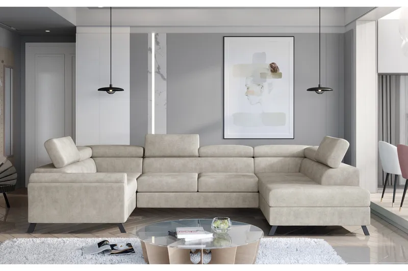 Escadia Hörnsoffa med Schäslong Höger, Beige