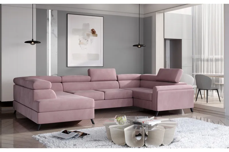 Escadia Hörnsoffa med Schäslong Vänster, Rosa