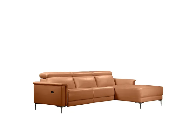 Hörnsoffa 3-sits Lund Cognac, PU, Höger elektrisk vilstol - Cognac, PU, Höger elektrisk vilstol - Möbler - Soffa - Hörnsoffa