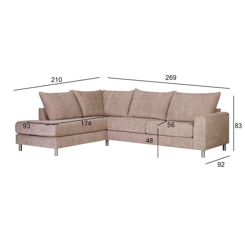 Hörnsoffa Leila vänster hörn - Beige - Möbler - Soffa - Divansoffor & schäslongsoffa