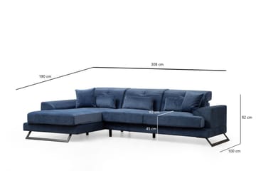 Jaraad Divansoffa 3-sits - Blå - Möbler - Soffa - Divansoffor & schäslongsoffa - 3 sits soffa med divan