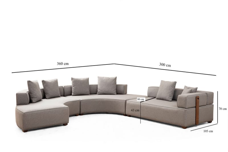 Lasalle Svängd Soffa 6-sits - Grå - Möbler - Soffa