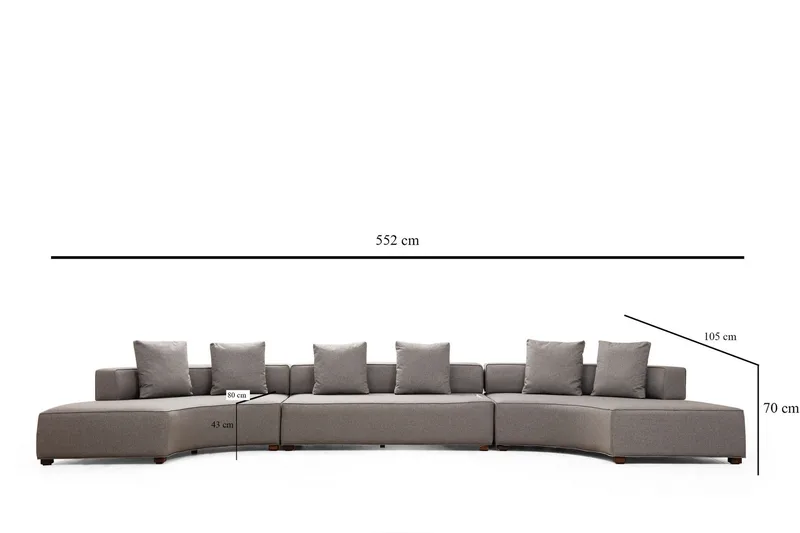 Lasalle Svängd Soffa 6-sits - Grå - Möbler - Soffa