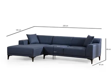 Mississauga Divansoffa 3-sits - Blå - Möbler - Soffa - Divansoffor & schäslongsoffa - 3 sits soffa med divan