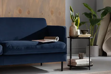 Teodin Hörnsoffa Large Sammet - Blå - Möbler - Soffa - Hörnsoffa