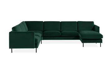 Teodin Hörnsoffa med Divan Höger Sammet - Grön - Möbler - Soffa - Hörnsoffa - Hörnsoffa med divan