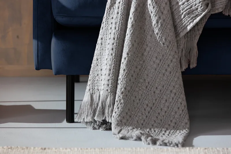 Teodin Hörnsoffa med Divan Vänster Sammet - Blå - Möbler - Soffa - Hörnsoffa - Hörnsoffa med divan