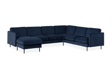 Teodin Hörnsoffa med Divan Vänster Sammet - Blå - Möbler - Soffa - Hörnsoffa - Hörnsoffa med divan
