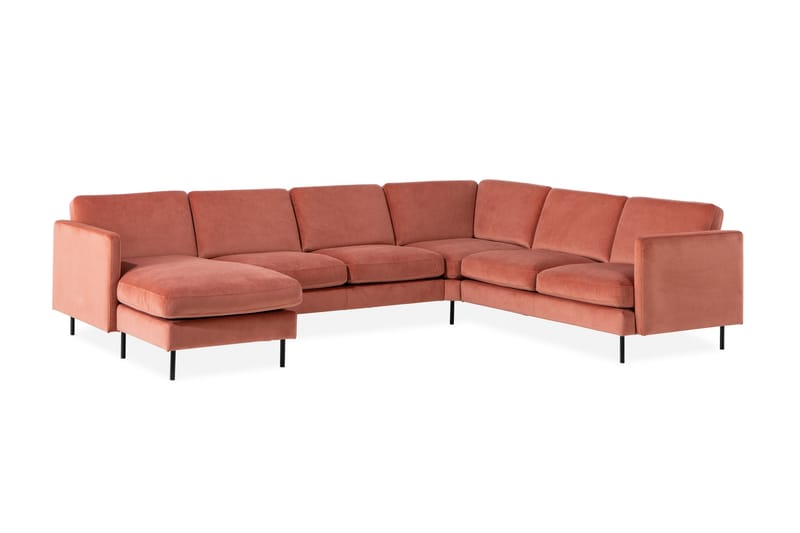 Teodin Hörnsoffa med Divan Vänster Sammet - Rosa - Möbler - Soffa - Hörnsoffa - Hörnsoffa med divan