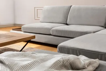 Tulima Soffa med Schäslong m Pall Höger - Ljusgrå/Natur - Möbler - Soffa - Hörnsoffa